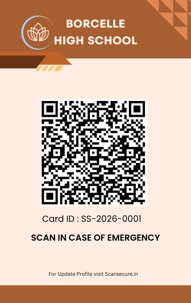 Student Emergency Smart ID Card Back Sample with QR