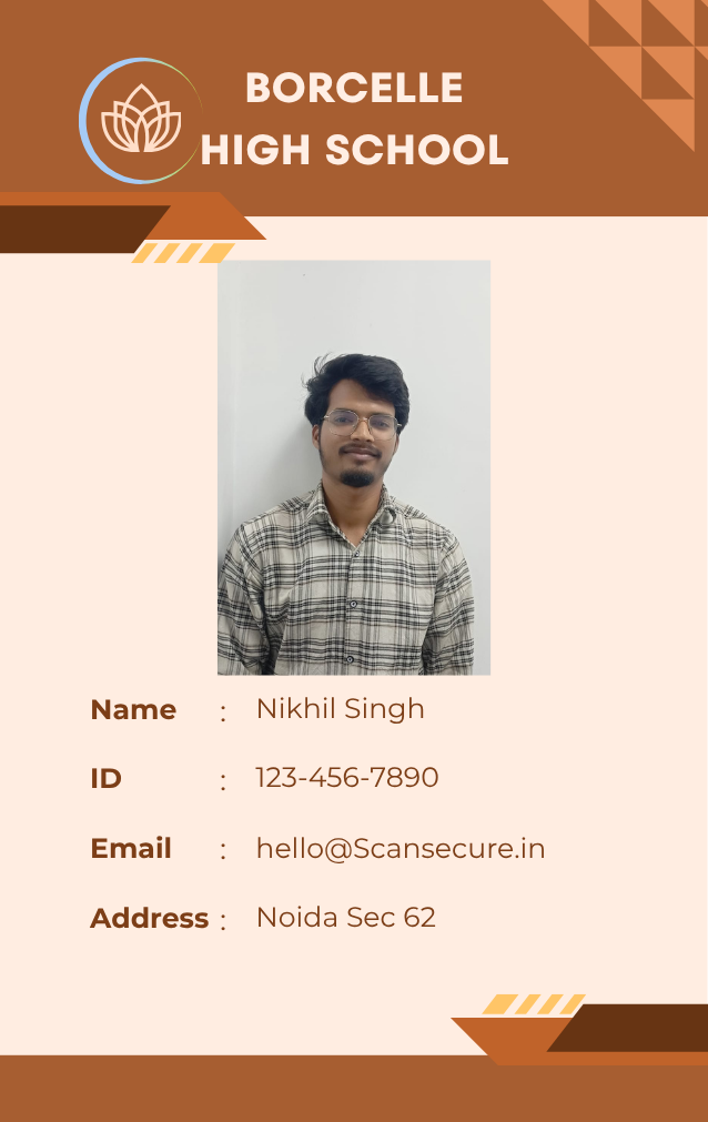 Student Emergency Smart ID Card Front Sample